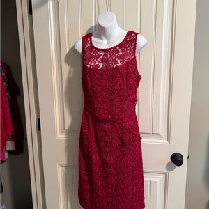White House Black Market Red Lace Sleeveless Dress